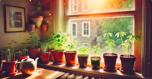 Des pots de petites pousses vertes, grâce au magnésium